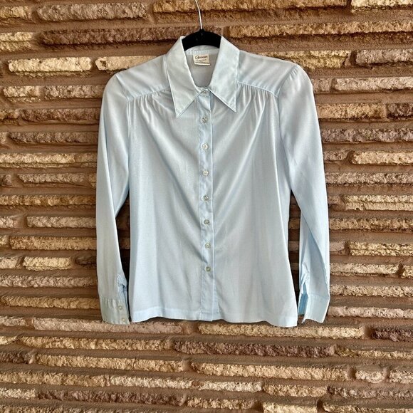 Bronson of California Vintage 70s Light Blue Blouse Size 5/6 - Picture 7 of 8